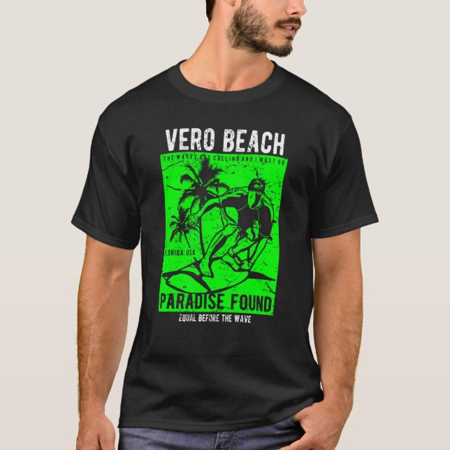Vero Beach Florida Retro Distressed Style Souvenir T Shirt (Framsida)