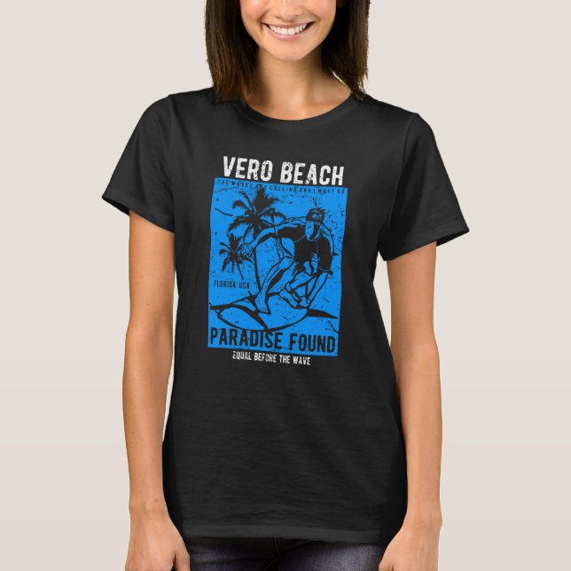 Vero Beach Florida Retro Distressed Style Souvenir T Shirt (Framsida)
