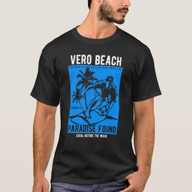 Vero Beach Florida Retro Style Souvenir  10 T Shirt (Framsida)