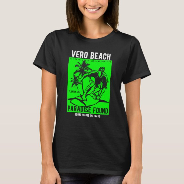 Vero Beach Florida Retro Style Souvenir  1 T Shirt (Framsida)