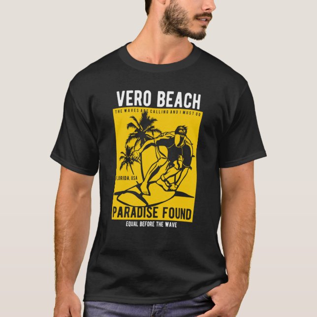 Vero Beach Florida Retro Style Souvenir  5 T Shirt (Framsida)
