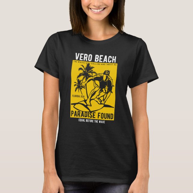 Vero Beach Florida Retro Style Souvenir  5 T Shirt (Framsida)