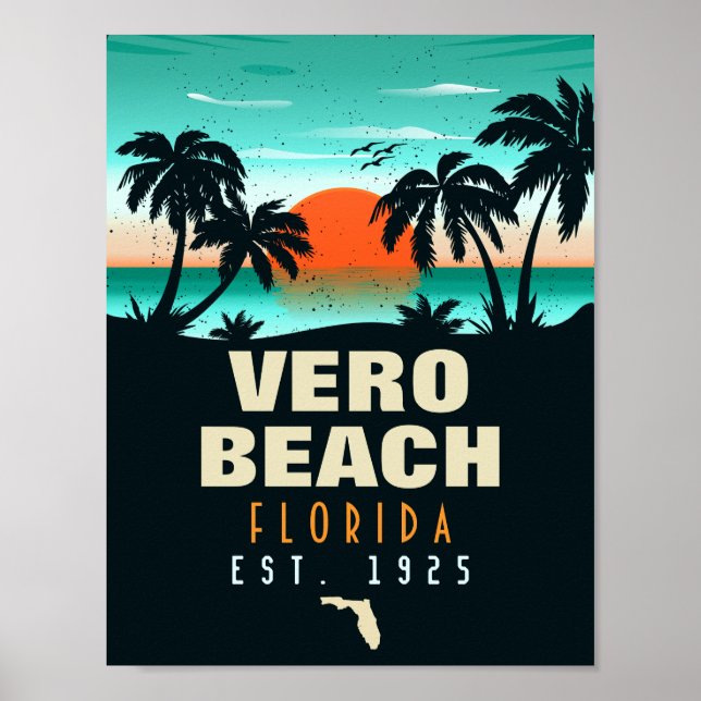 Vero Beach Florida Retro Sunset Souvenirs 60 Poster (Framsidan)