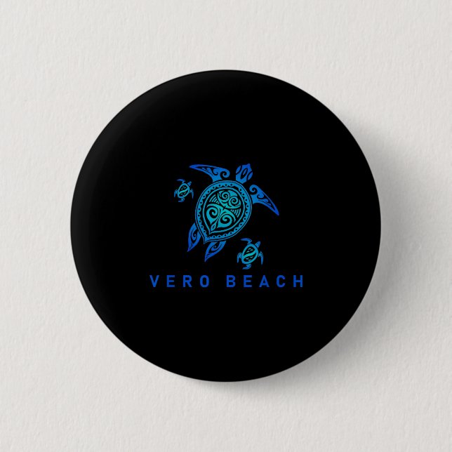 Vero Beach Florida Sea Blue Tribal Turtle Knapp (Framsida)