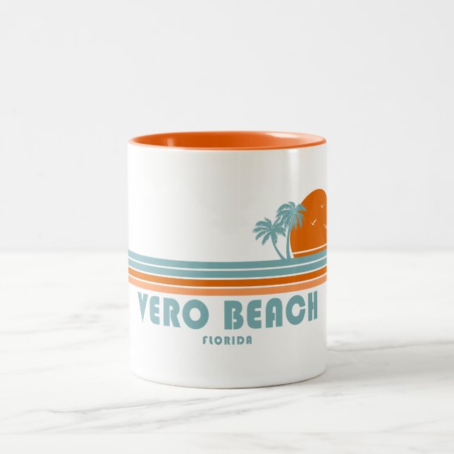 Vero Beach Florida Sol Handflatan Träd Två-Tonad Mugg (Center)