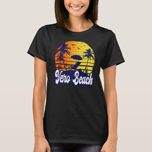 Vero Beach Florida Sunset Beach Retro Premium T Shirt (Framsida)
