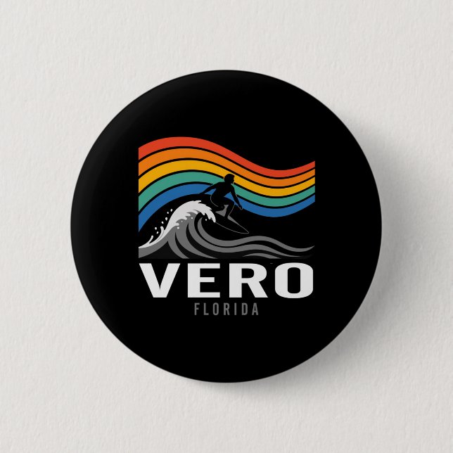 Vero Beach Florida Surfbräda Surfing Män Kvinnor Knapp (Framsida)