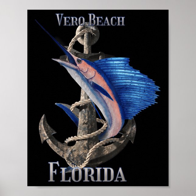 Vero Beach Florida Swordfish Marlin Ocean Fishing Poster (Framsidan)