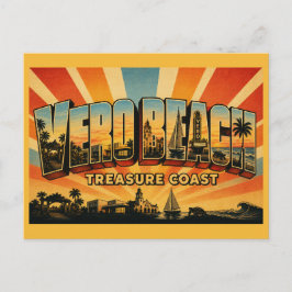 Vero Beach Florida Treasure Coast Vintage Konst Vykort