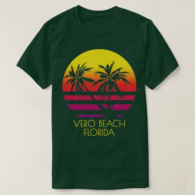 Vero Beach Florida Tropical Handflatan Träd Sunset T Shirt (Design framsida)