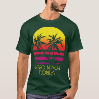 Vero Beach Florida Tropical Handflatan Träd Sunset T Shirt