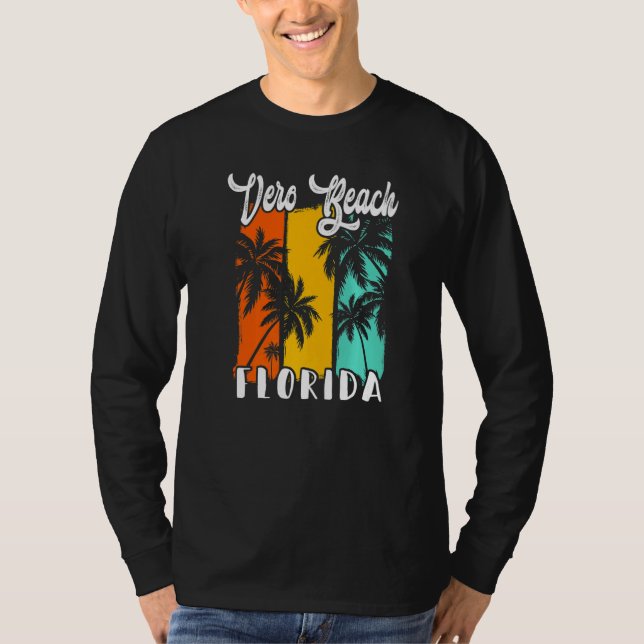 Vero Beach Palm Trees Beach Florida Retro Vacation T Shirt (Framsida)