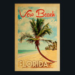 Vero Beach Poster Florida Vintage Handflatan Träd<br><div class="desc">Vero Beach,  Florida vintage-strandaffisch.</div>