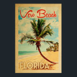 Vero Beach Poster Florida Vintage Handflatan Träd<br><div class="desc">Vero Beach,  Florida vintage-strandaffisch.</div>