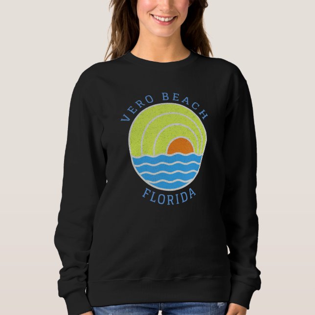 Vero Beach Retro Sunset T Shirt (Framsida)