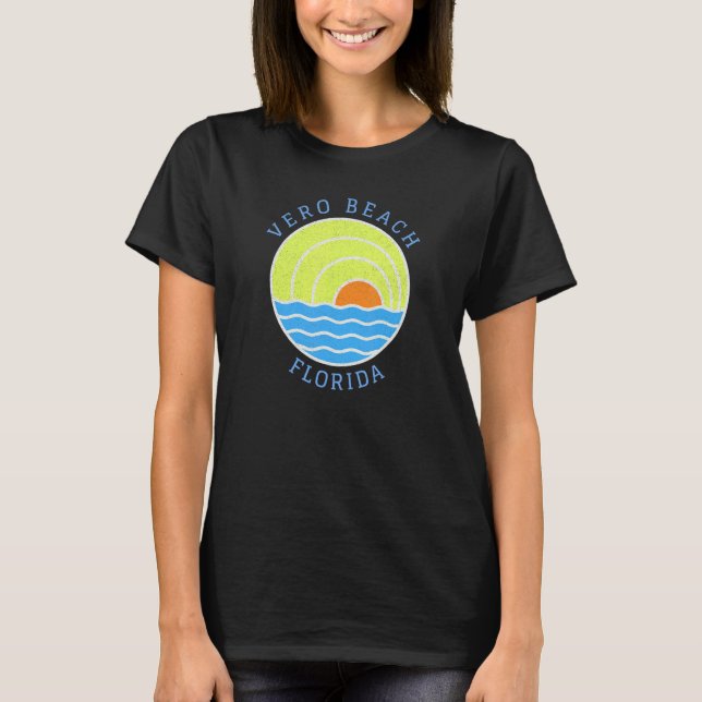 Vero Beach Retro Sunset T Shirt (Framsida)