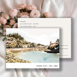 Verona Adige floden Italien Akvarell Italiensk Res Vykort