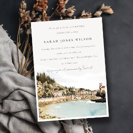 Verona Adige River Italien Watercolor Birthday Inbjudningar