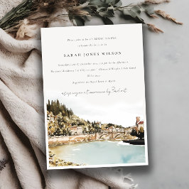 Verona Adige River Italien Watercolor Möhippa Inbjudningar