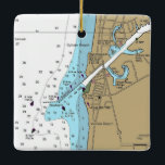 Verona Beach Sjö Oneida-diagram Julgransprydnad Keramik<br><div class="desc">Julprydnaden i Verona Beach och Sjö Oneida New York,  gjord med nautiskt diagram.</div>