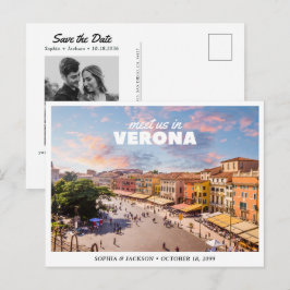 Verona bröllop spara datum italiensk retro vykort