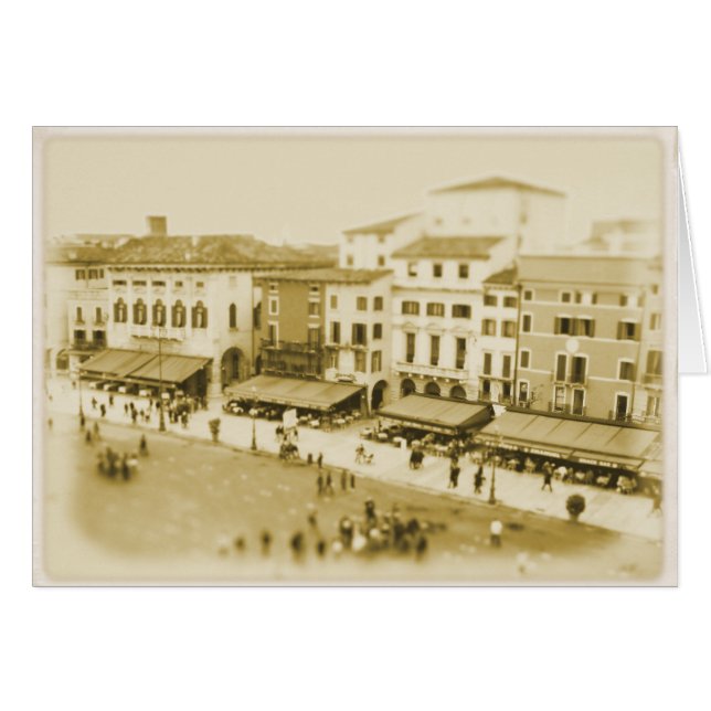 Verona Cafe - Låt oss gör Lunch - gratulationskort Hälsningskort (Framsidan Horizontal)