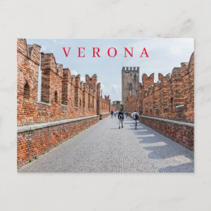 Verona Castelvecchio Bridge gångbana utsikt vykort