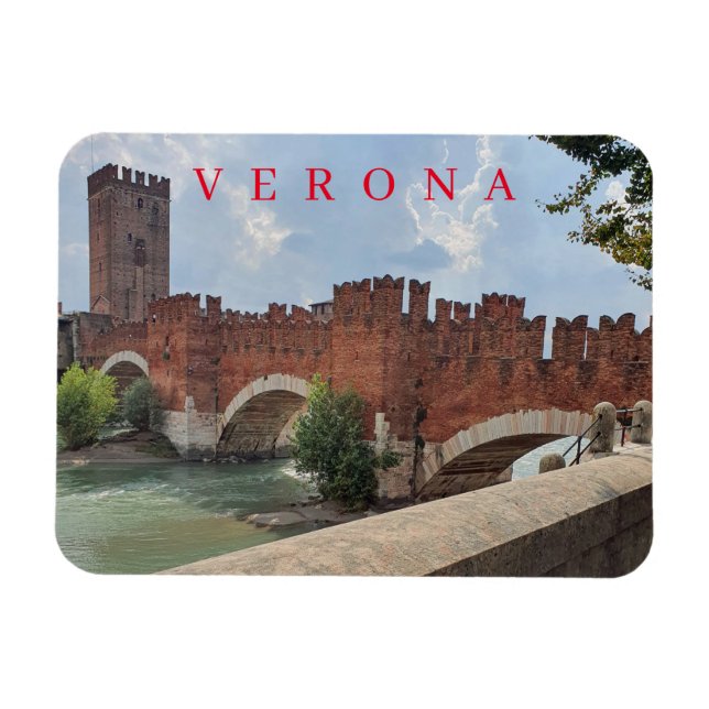 Verona Castelvecchio Bridge-kylmagnet Magnet (Horisontell)