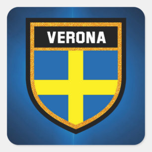 Verona flagga fyrkantigt klistermärke