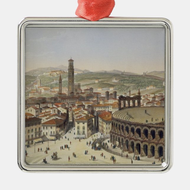 Verona, graverat av L. Cherbuin (färg en Julgransprydnad Metall (Framsidan)