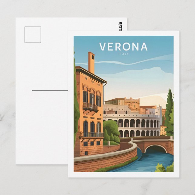 Verona Italien Berömd Travel Ställe Vykort (Fram/baksida)