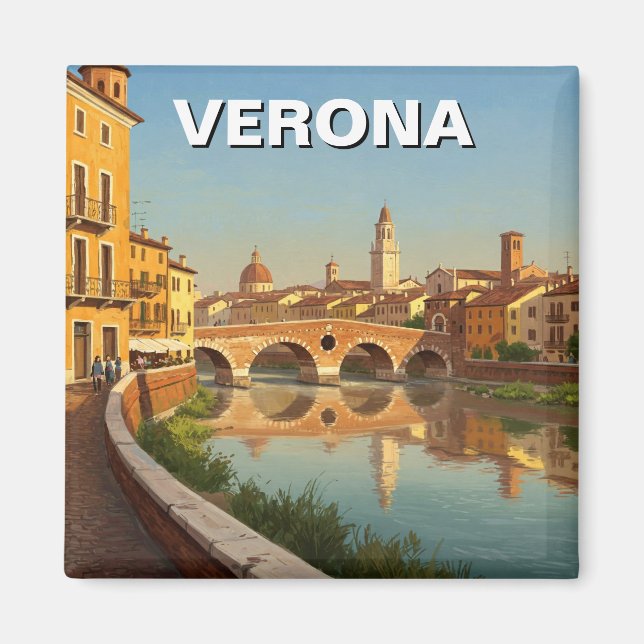 Verona Italien Bridge Travel Magnet (Framsidan)