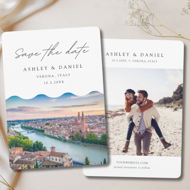 Verona Italien Bröllop Spara datum Inbjudningar (Verona Italy Wedding Save the Date Invitation
)