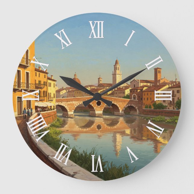 Verona Italien Bron Resa Stor Klocka (Framsida)
