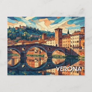 Verona Italien Bron Resa Vykort