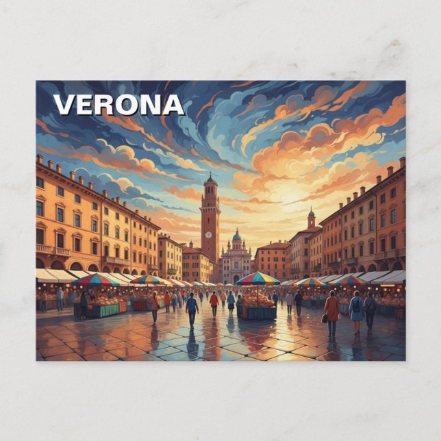 Verona Italien Piazza Resa Vykort (Framsida)