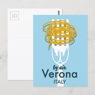 Verona Italien resa med flyg retro resaffisch. Vykort