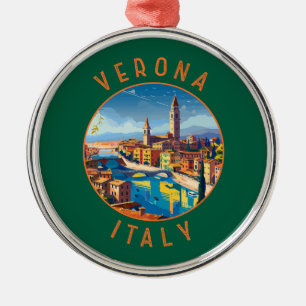 Verona Italien Retro Distress Circle Julgransprydnad Metall