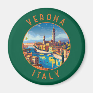 Verona Italien Retro Distress Circle Magnet