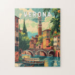 Verona Italien Travel Art Vintage Pussel<br><div class="desc">Verona-retro-vektorns resutformning. Verona är en stad i den norra Italiens Venetieregion,  med en medeltida gammal stad byggt mellan den tilltagande Adige-floden. Det är berömd för att vara en föreställning för Shakespeares "Romeo och Juliet".</div>
