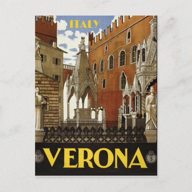 VERONA ITALIEN VINTAGE RESOR POSTCARD VYKORT (Framsida)