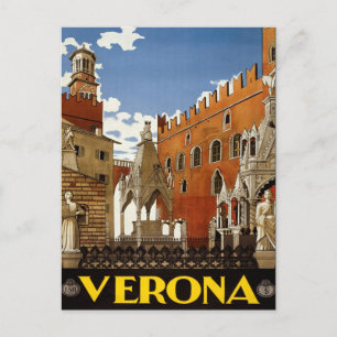 Verona, Italien Vintage resor vykort