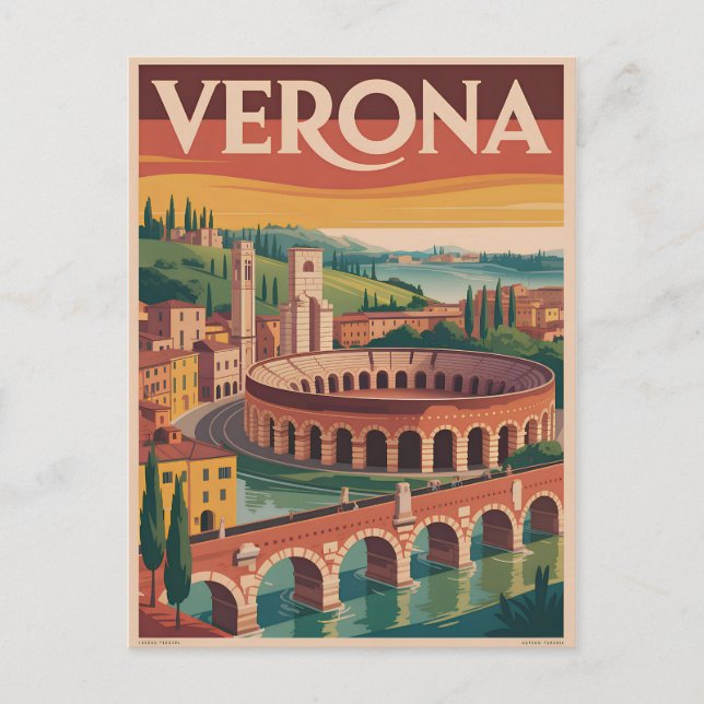 Verona Italien vintage Vykort (Framsida)