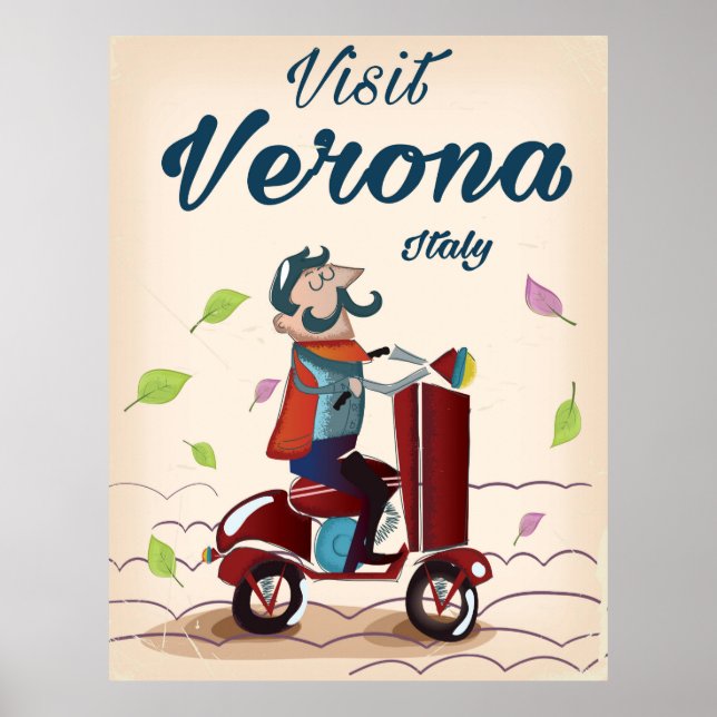 Verona Italiensk scooter reseskylt Poster (Framsidan)