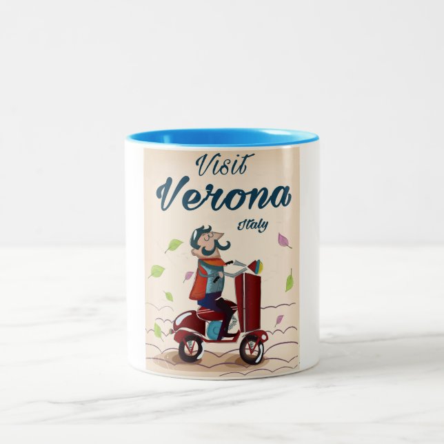 Verona Italiensk scooter reseskylt Två-Tonad Mugg (Center)