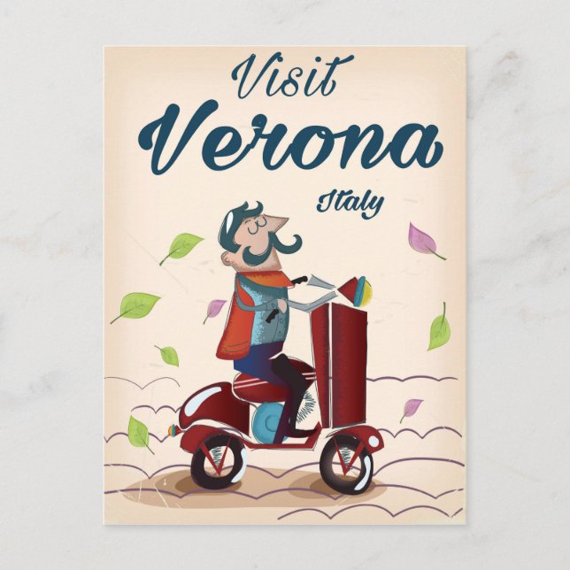 Verona Italiensk scooter reseskylt Vykort (Framsida)
