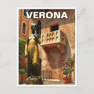 Verona Juliets staty Balkong Italien Resa Vykort