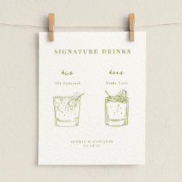 VERONA Moss Grönt Minimalist Namnteckning drycker Poster