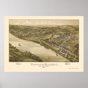 Verona & Oakmont, panorama- karta för PA - 1896 Poster