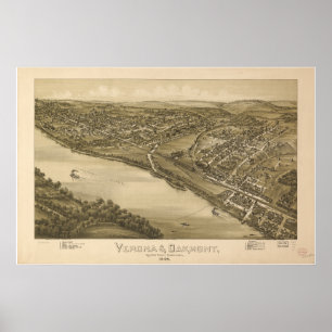 Verona - Oakmont Penn 1896 antika panorama- karta Poster